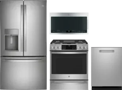 4 Piece Package Includes Refrigerator, Range, Microwave And Dishwasher